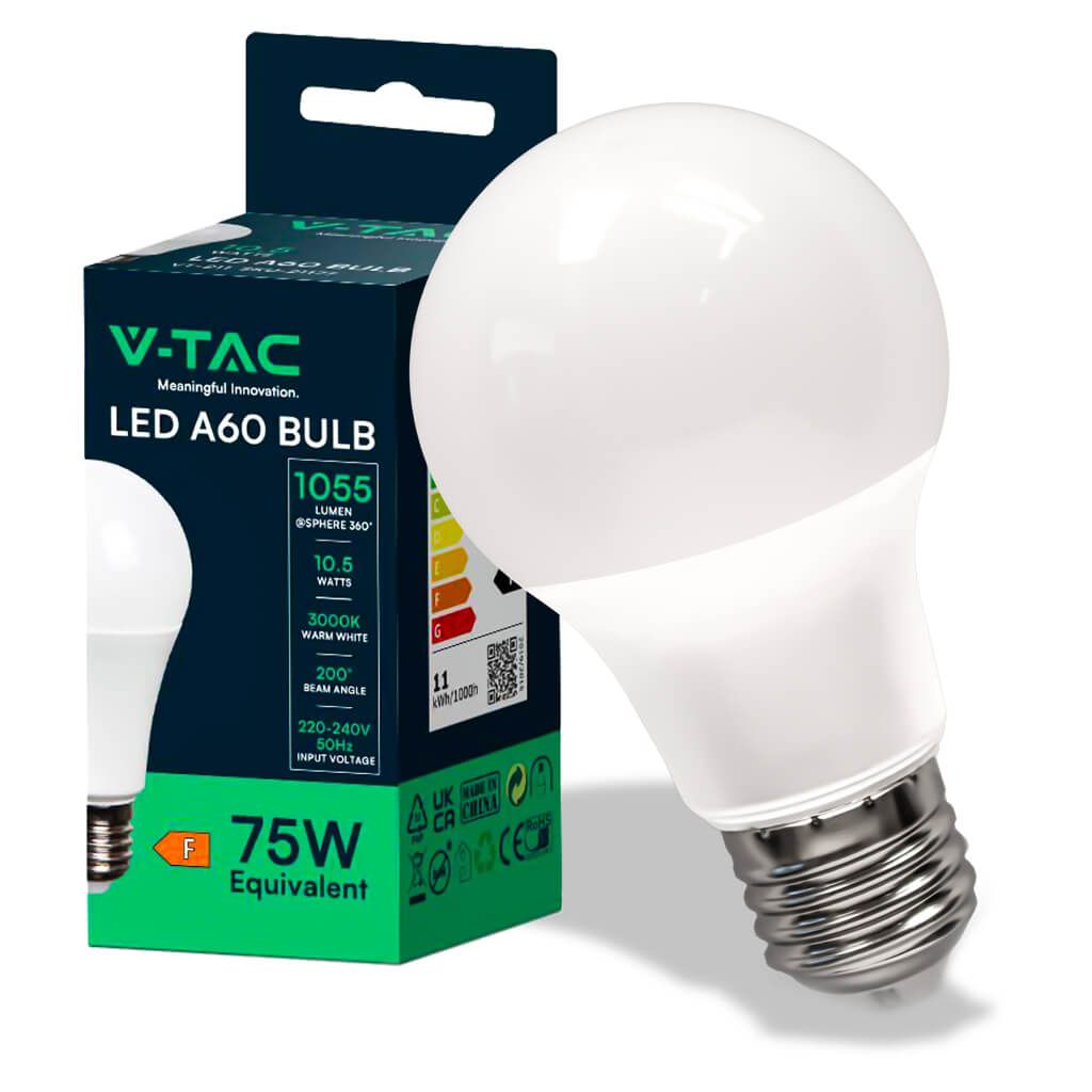 Anteprima Lampadina LED E27 10,5W A60 Bianco Caldo 3000K V-TAC