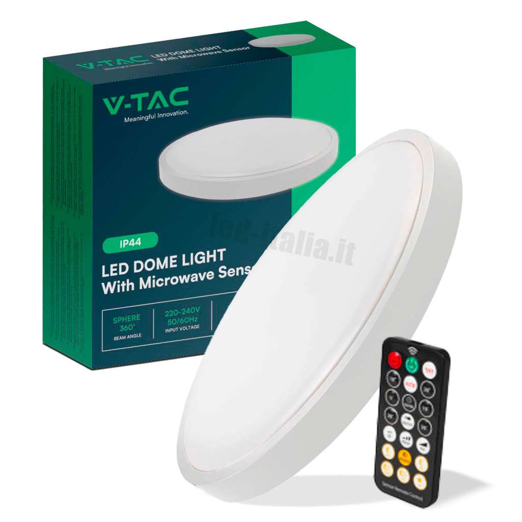 Anteprima V-TAC Plafoniera LED Rotonda 18W con Telecomando e Sensore di Movimento a Microonde Colore Bianco 6500K IP44