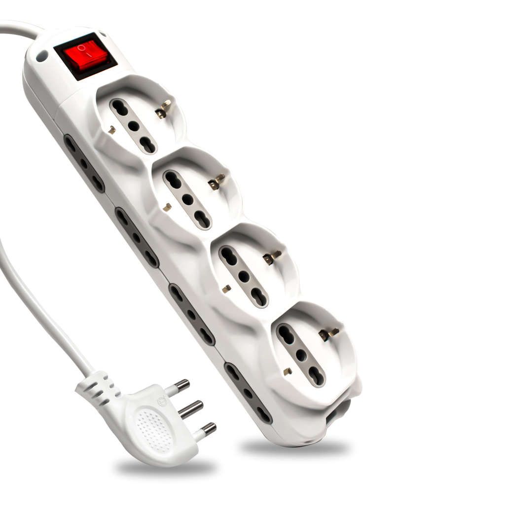 Anteprima V-TAC Multipresa con Cavo 1,5m e 12x Prese 10/16A (8x Laterali Bipasso + 4x Frontale Bipasso/Schuko), Spina 16A e Interruttore Colore Bianco