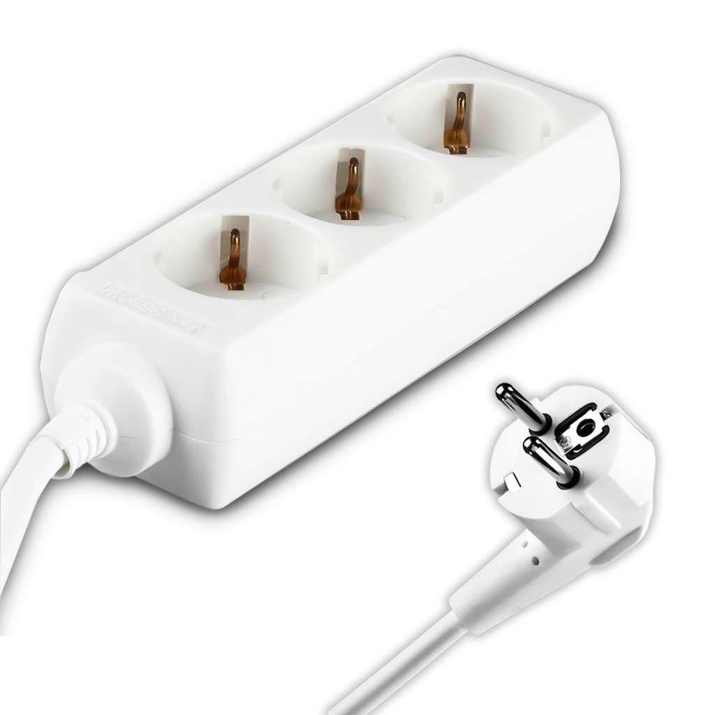 Anteprima V-TAC Multipresa con Cavo 1,5m e 3x Prese Schuko 16A, Spina 16A Colore Bianco