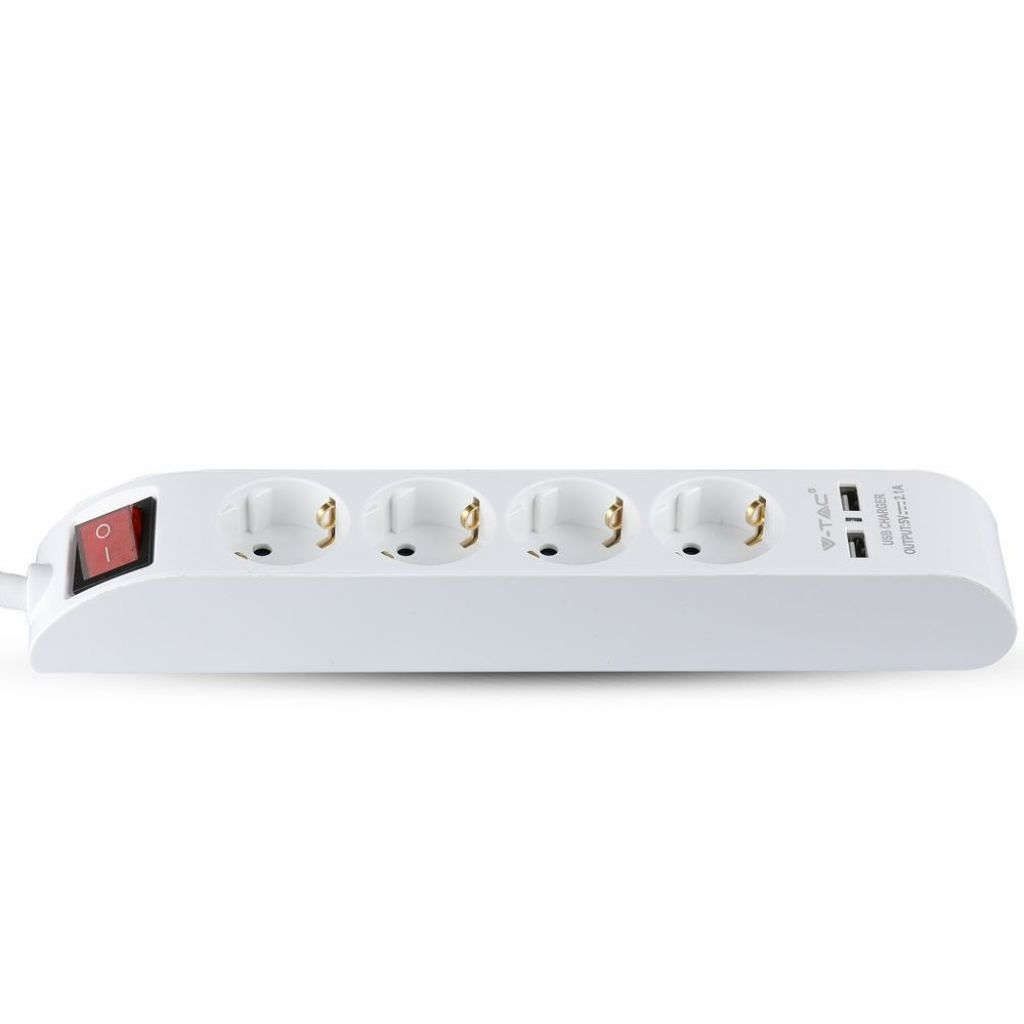 Anteprima Multipresa 4 Schuko USB con cavo 1,4m V-TAC