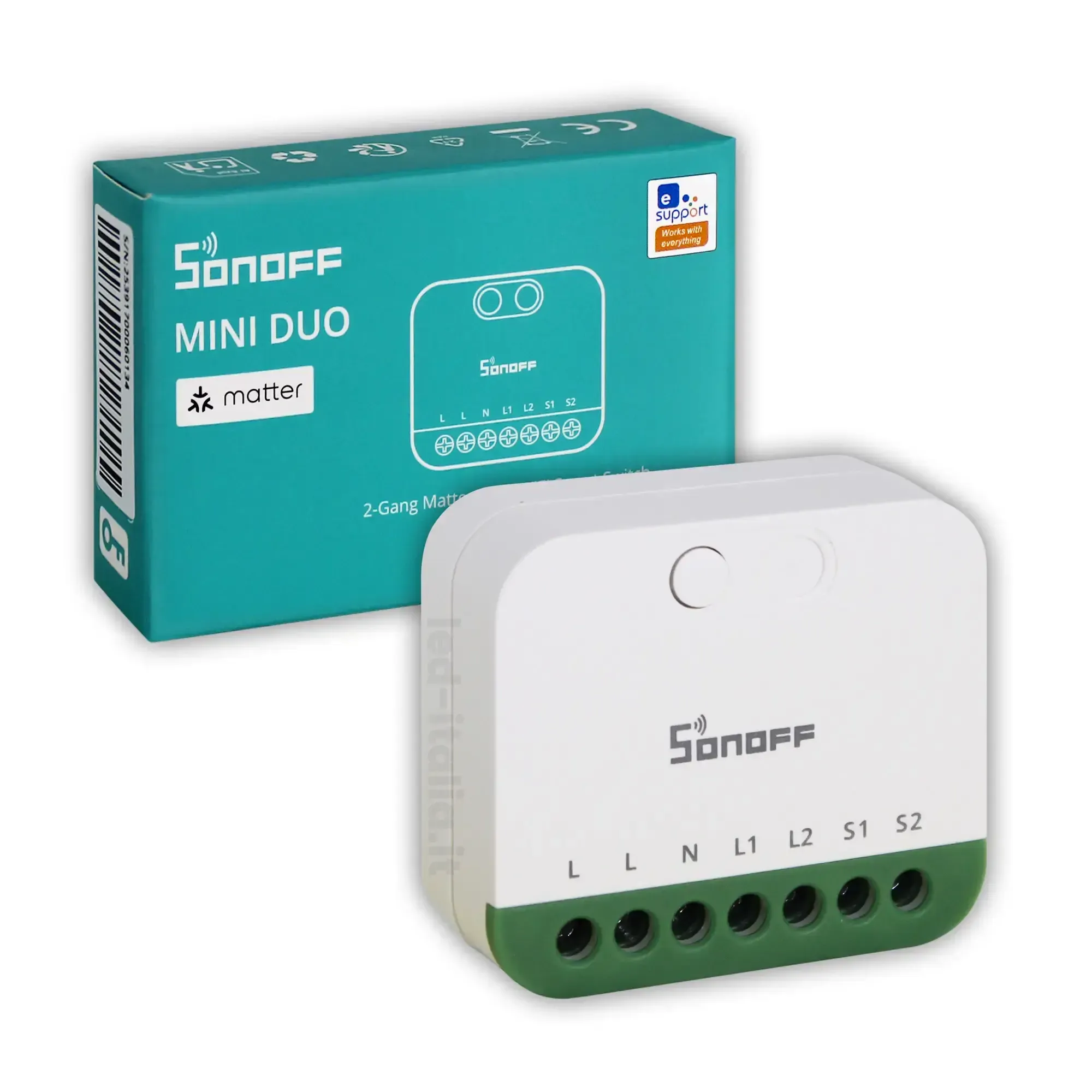 Anteprima Interruttore Smart 2 canali WiFi Matter Sonoff